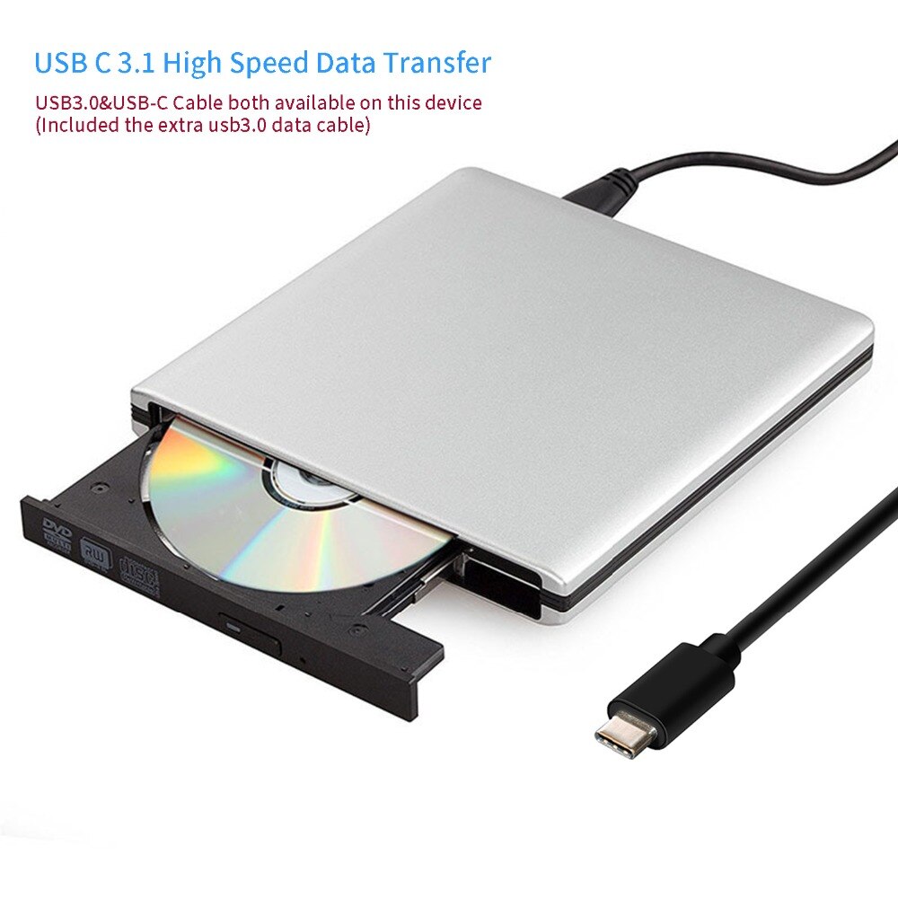 Usb C Externe Cd Speler Draagbare Aluminium Cd Dvd Writer Super Optische Cd Speler High Speed Data Transfer Voor Os /Windows Systeem