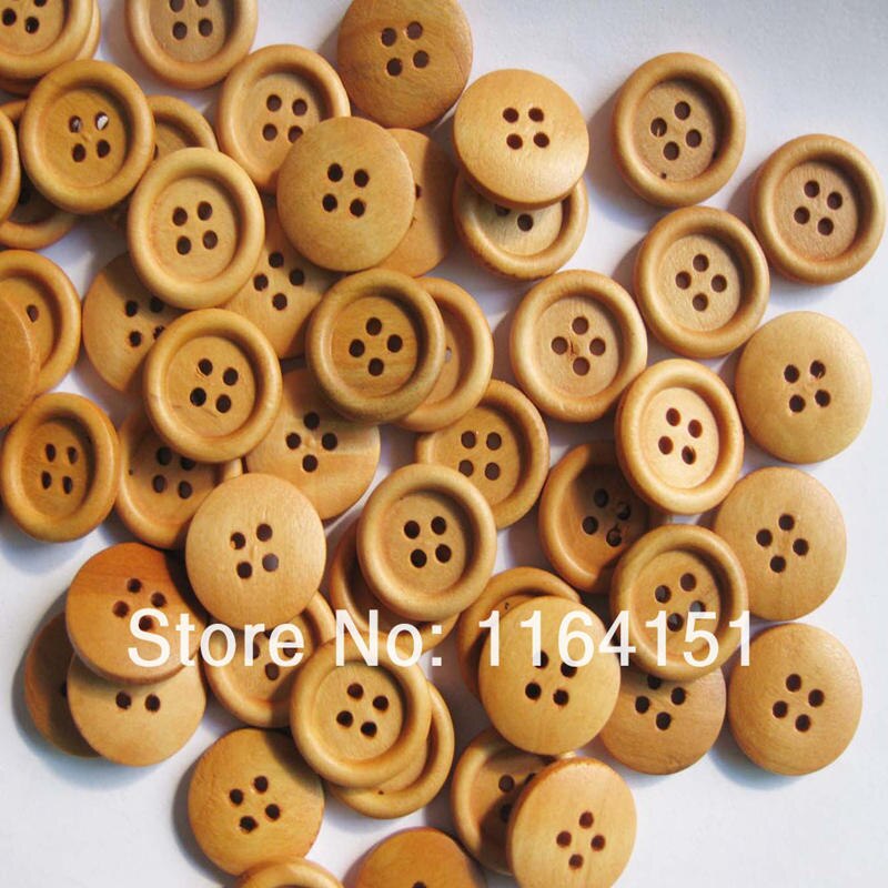 20/50 stuks 20mm 4 gaten chinese primaire kleur natuurlijke houten knopen bulk naaien diverse knopen voor knutselen naaien ronde knopen