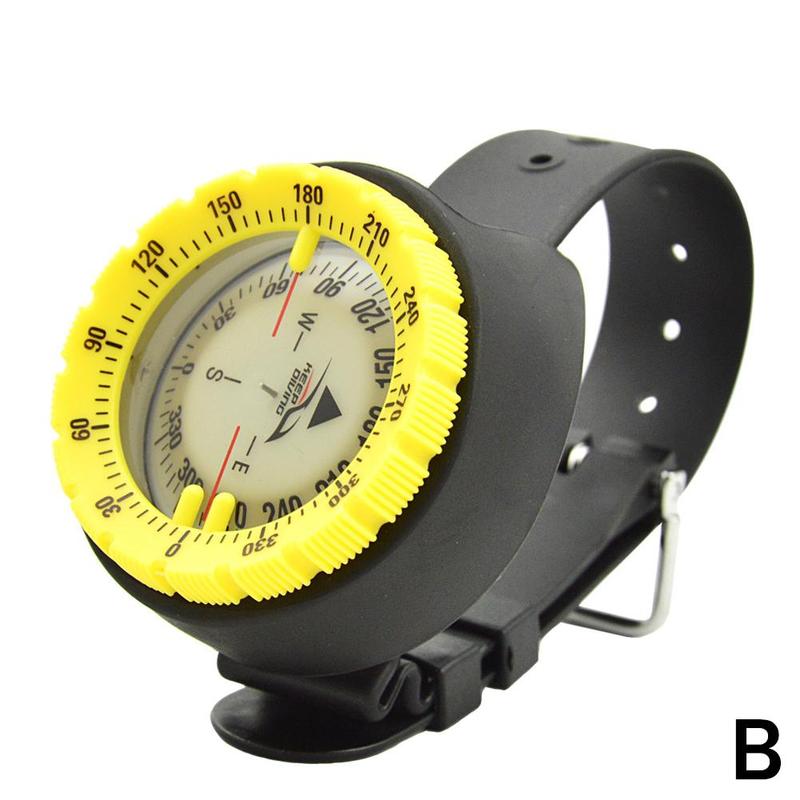 Kompas 50m se afbalanceret vandtæt kompas undervands kompas dykning scuba kompas kompas lysende  j5 j 0: Gul