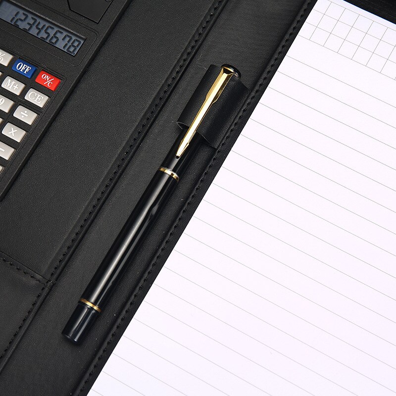 A4 Portable File Folder With Calculator Multifunction For Document Organizer Manager Business PU Leather Briefcase Padfolio Bag
