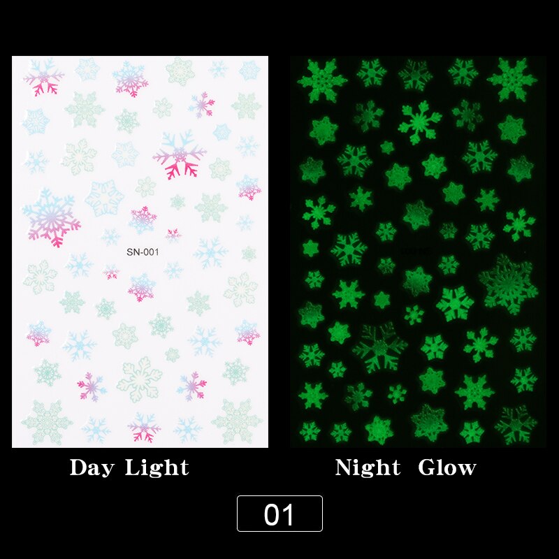 1Pc 3D noël curseur ongle autocollant décalcomanies ange flocon de neige lumineux ongle adhésif feuilles autocollants pour beauté décor: 12