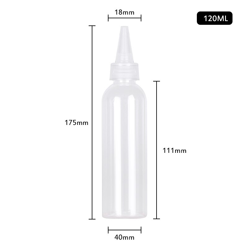 Gennemsigtig plastik næb flaske tom flaske underflaske squeeze emulsion små tomme flydende maling flaske spids farvestof flasker: 120ml