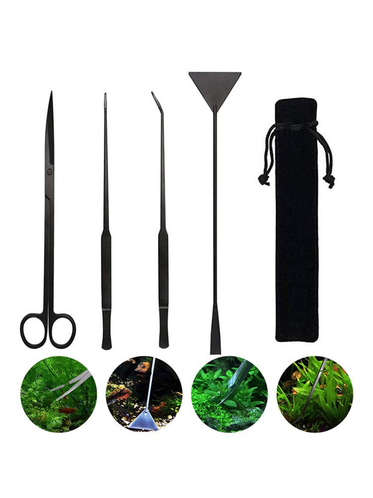 Aquarium Tools Kits Stainless Steel Aquarium Terrarium Set Aquarium Plant Tool Kit for Aquarium Fish Tank Tweezers Scissors Set