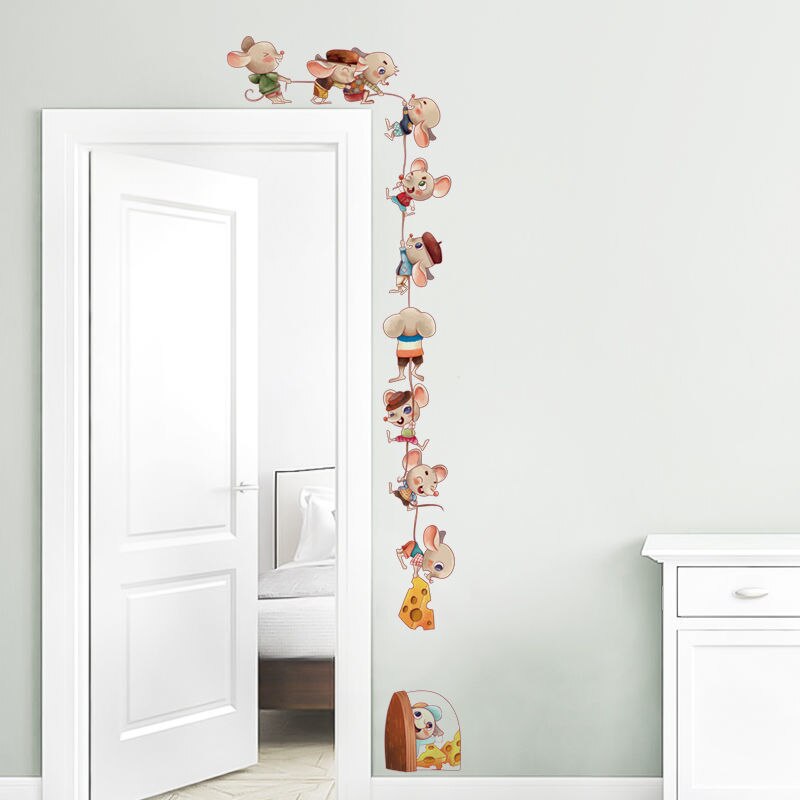 Cute Mouse Moving Model Sticker DIY Animal Wall Stickers For Room Decoration Bedroom Living Room Child Study Room Office Decor