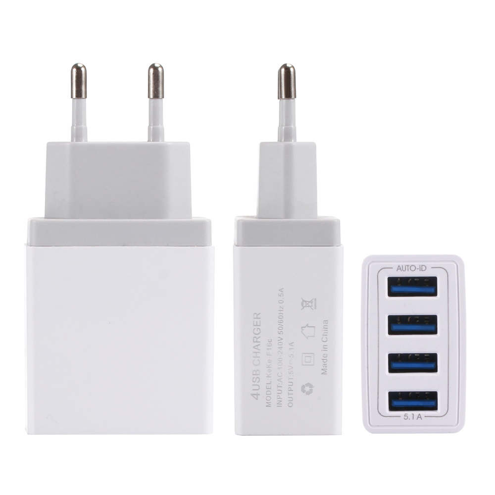 Universele 4 USB Reizen Mobiele Telefoon Oplader Adapter voor iPhone Samsung 5V 5.1A Smart Opladen Hoofd Smart Telefoon USB fast charger