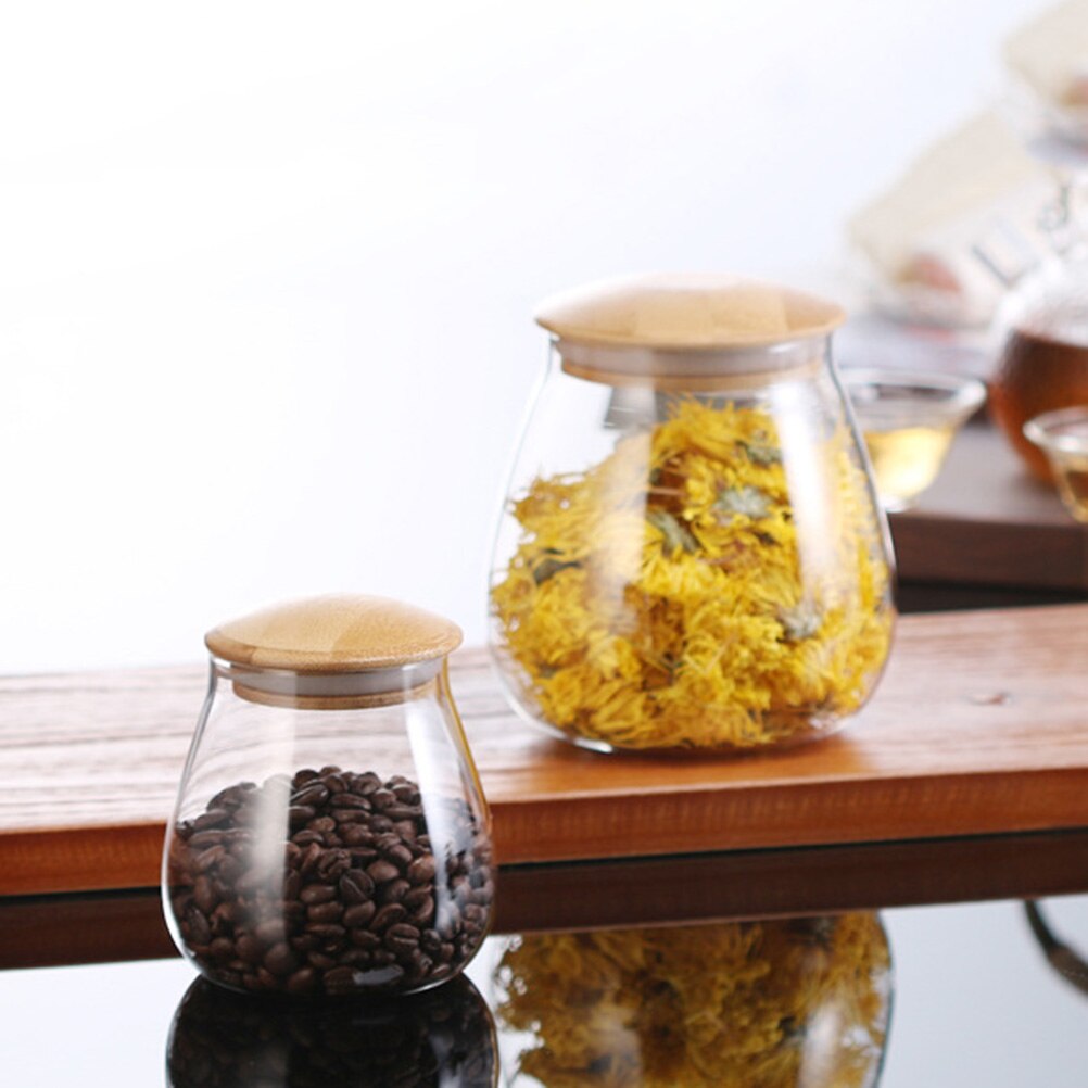 Kształt grzyba szklany słoik ziarna kanister zamknięty pojemnik robić przechowywania żywności na luźną herbata kawa fasola