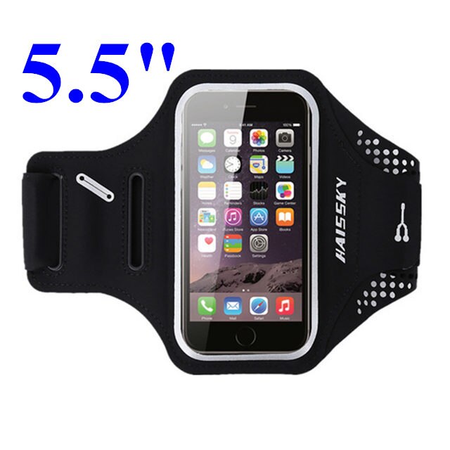 HAISSKY Laufende Sport Armbinden Für iPhone 11 Profi X XS Max XR 8 7 6 Plus berühren Bildschirm Telefon fallen für Samsung S20 S10 S9 Arm Band: Schwarz L