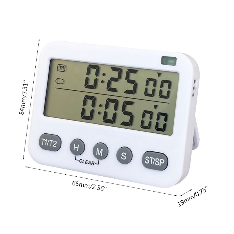 Magnetic Countdown Timer w/ Seconds Dual Digital Timer LCD Big Digits for Workout Office Gym Study 62KD