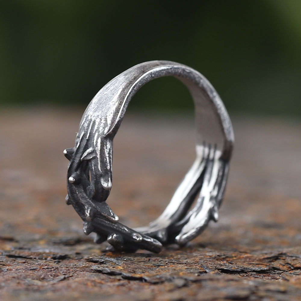 Anillo de pareja de espinas irregulares de acero inoxidable 316L con personalidad, anillos de dedo Retro para hombre y mujer, de joyería para amantes 2024