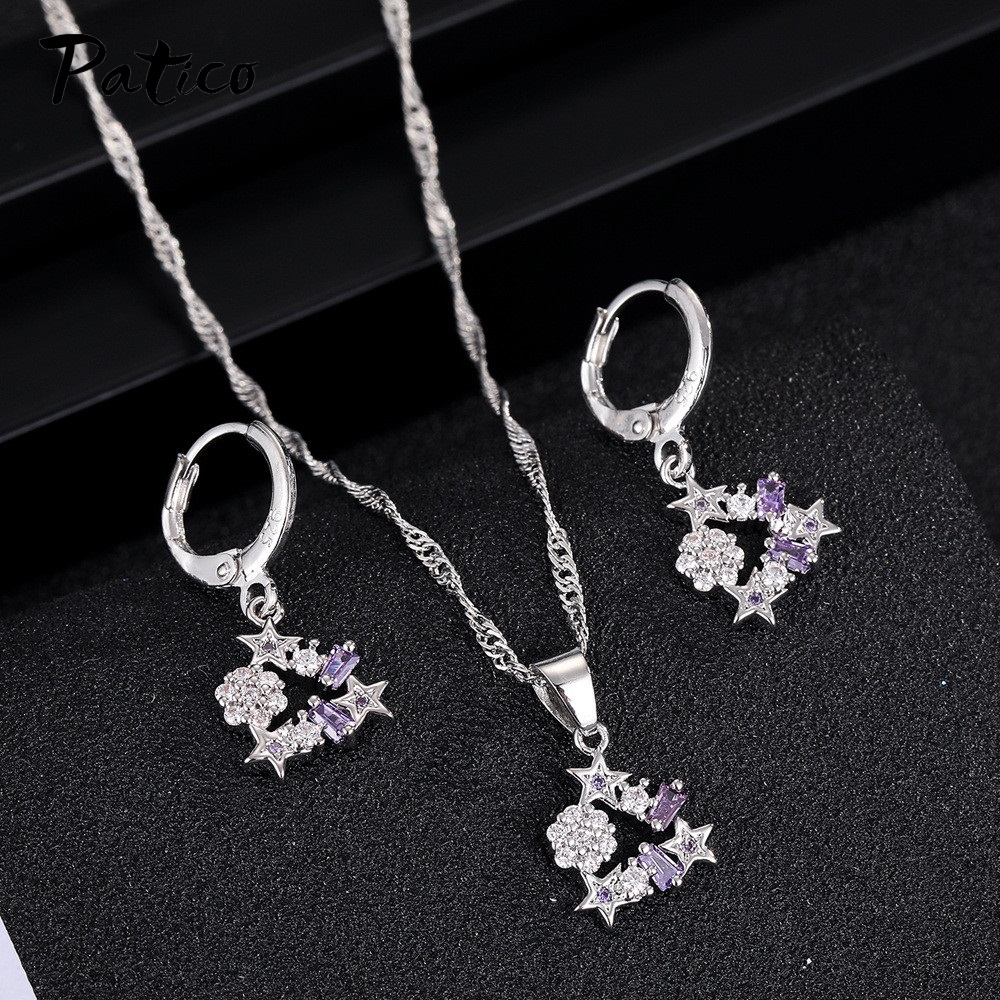 Ensembles de bijoux élégants en argent regardé 925 pour femmes, collier de boucles d'oreilles, tour de cou en biscuits colorés, boucles d'oreilles étoiles, de bijoux