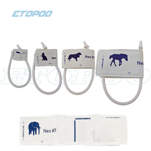 Veterinary Blood Pressure Cuff of Patient Monitor All Size Elephant Horse Dog Cat and Mouse for Small Animals with Single Tube: 5pcs set