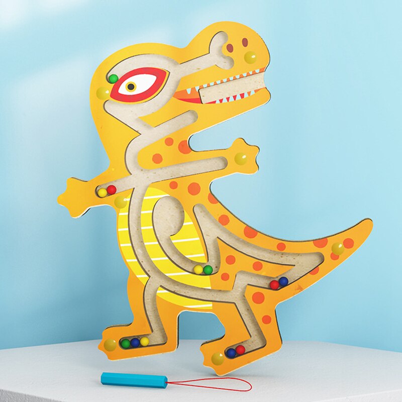 Colorato 3D Animale Labirinto Bambino Giocattoli Educativi Montessori Gioca Giocattoli Per Bambini Magnatic Labirinto Giocattoli di Legno Per Il Bambino Più di 3 Anni vecchio: WT138 Dinosaur