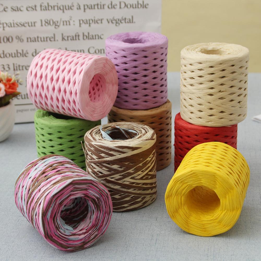 200M Raffia Lint Papier Touw Cord String Wikkelen Pakket Verpakking Creatieve Diy Geweven Cadeaupapier Touw