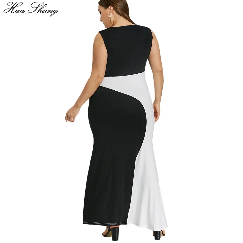 5XL Plus Size Party Dress Women Summer Sleeveless Embroidery Floral Mermaid Formal Dress Black And White Maxi Long Dresses