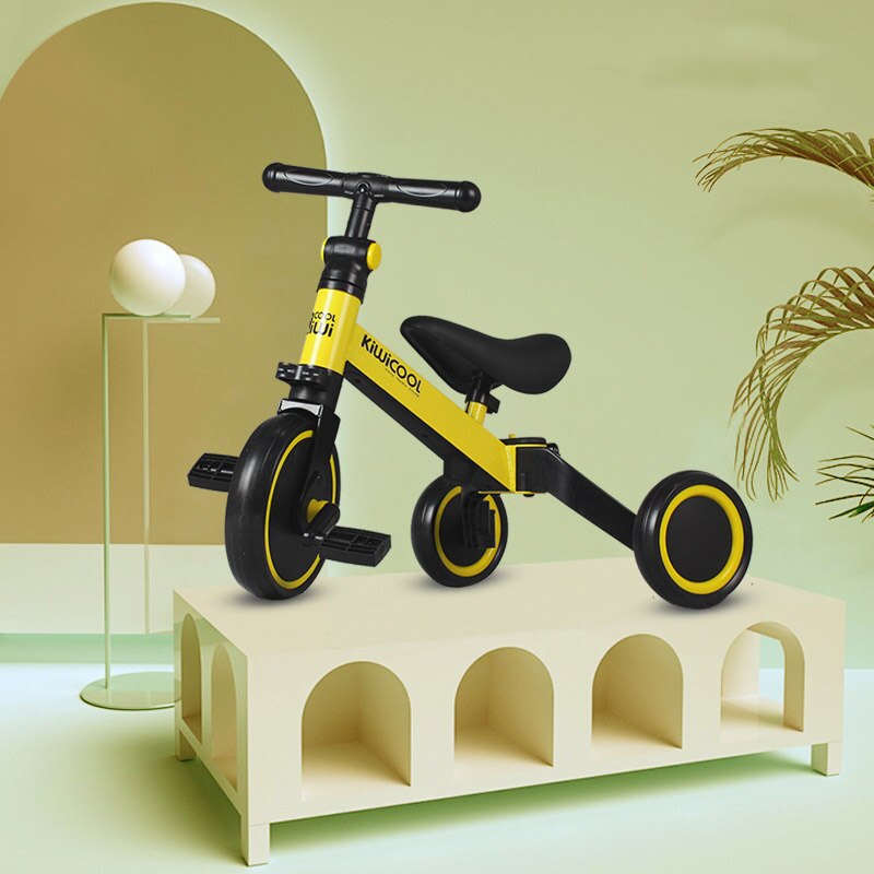 Kiwicool Nuovo Disegno Trasformare triciclo per bambini multi-funzione scooter balance bike per 75-100cm del bambino per i Più Piccoli bambini: YELLOW