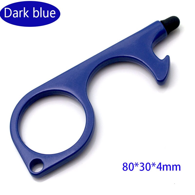 EDC-abridor de puerta sin tocar, botones de pantalla, herramientas de prensa, protección de seguridad, aislamiento sencillo, sacacorchos, llavero, accesorios para el hogar: Dark blue