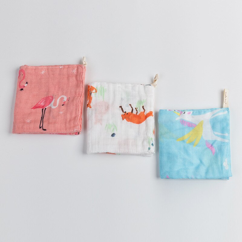 1 unids/lote, pañuelo cuadrado para bebé, toalla de de frutas de 28x28cm, toalla de muselina de algodón para cara infantil, paño de limpieza, algodón de Bambú