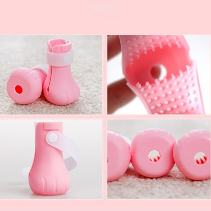 Gants de protection des pattes de chat, anti-rayures, coupe des ongles, lavage des morsures de chat, Set de pieds, bottes, fournitures de bain pour animaux de compagnie, 4 pièces