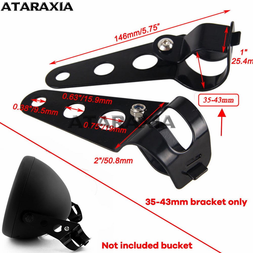 Couvercle de phare de moto, support de montage réglable, coque de phare phare LED, 7 pouces 7 pouces phare LED: 35-43mm