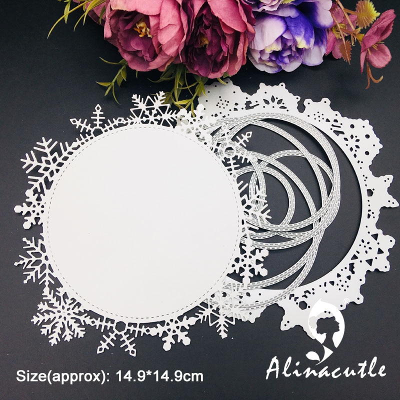 Metal Cutting die Cut 8pc Circle snowflake nesting frame Scrapbooking Paper Craft Card Album Punch Art Cutter Alinacutle Die