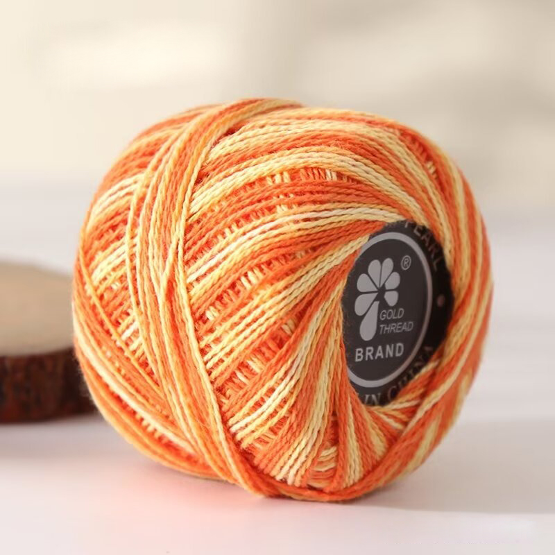 Rollo de hilo de encaje para ganchillo, suministros de costura para bordado teñido, acolchado, tamaño 5, 20g: PINK BLUE