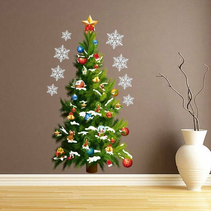 Christmas Tree Removable Art Decal Mural Xmas Window Shop Decor Wall Sticker