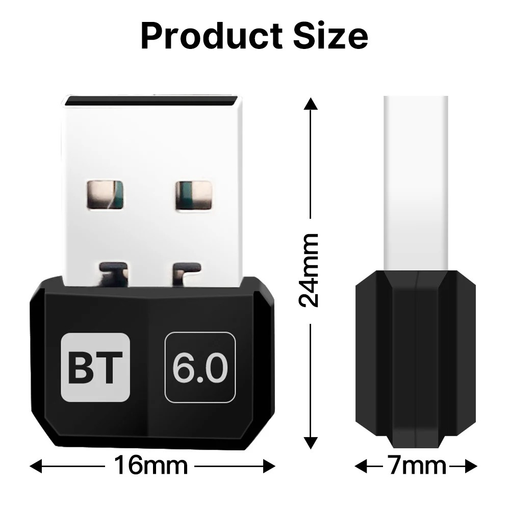 USB Bluetooth 6.0 5.4 Adapter for PC Windows 10 11 Bluetooth Receiver Transmitter for Keyboard/Mouse/Pc Laptop