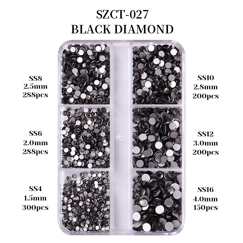 6Grids/box Nail Art Rhinestones 1426pcs AB Mixed Size Crystal Gem Diamonds 3D Nail Rhineston Nail Art Decoration DIY Face Makeup: 09