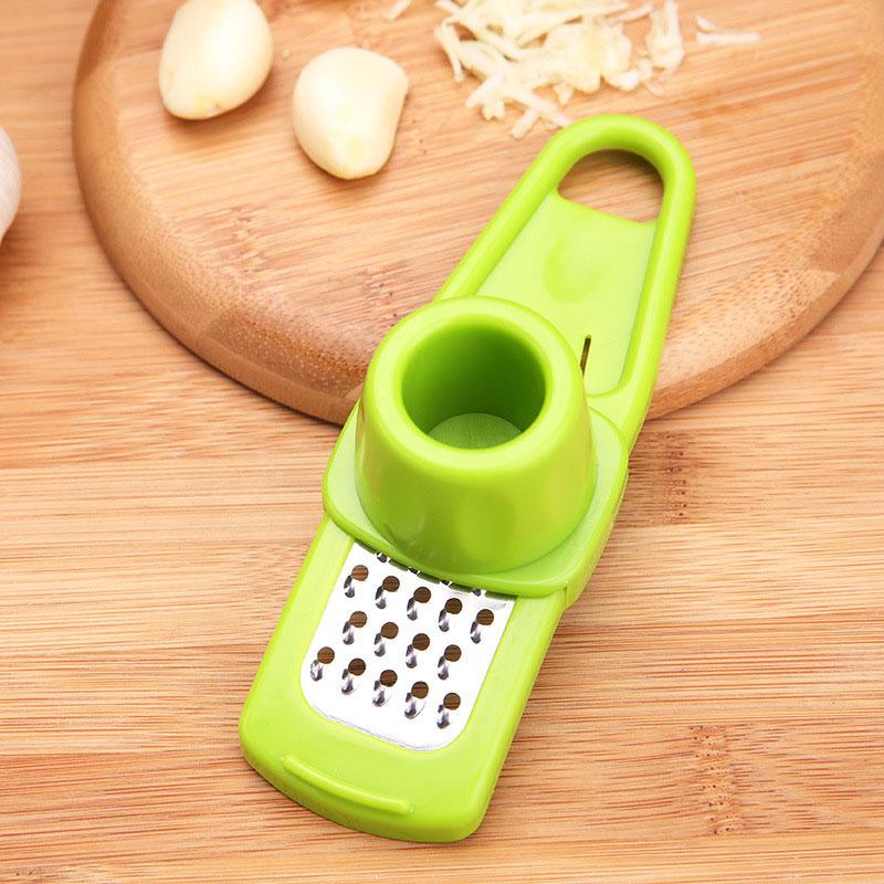 1Pc Knoblauch Presse Kunststoff Edelstahl Manuelle Knoblauch Presser Brecher Ingwer Cutter Schleifen Werkzeug Küche Kochen Werkzeuge: Grün (1Pc)