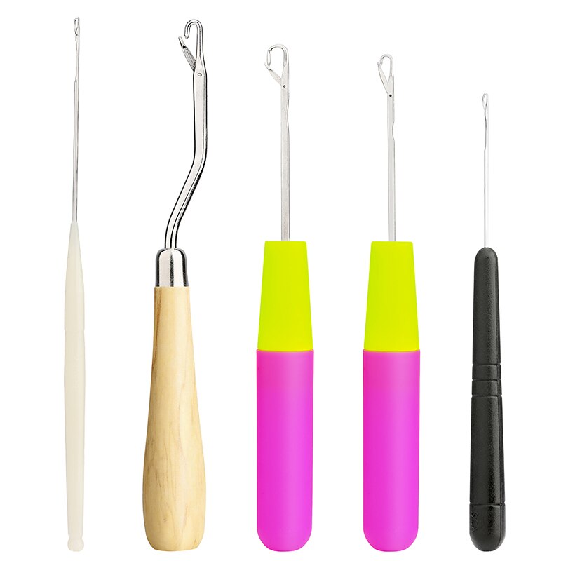 5 stk/sæt plast hæklenål fletning lås krog vævning hår dreading kroge værktøj til fletning håndarbejde håndsynåle: Default Title