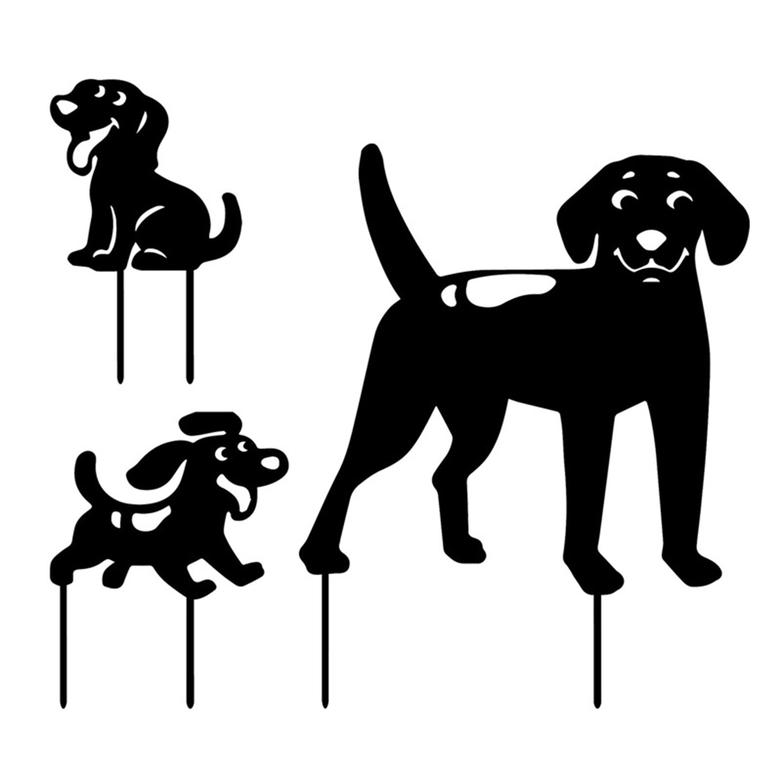 Happy Dog Metal Puppy Art Decoration Yard Decor Garden Statues Sculptures Decorated Outdoor Backyard Lawn Stakes Garden Dog
