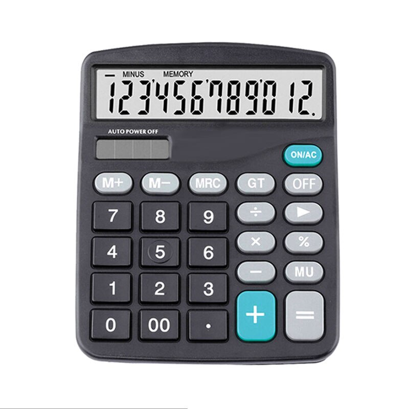 Black 12 Digit Large Screen Calculator Computer Financial Accounting KQS8: Default Title