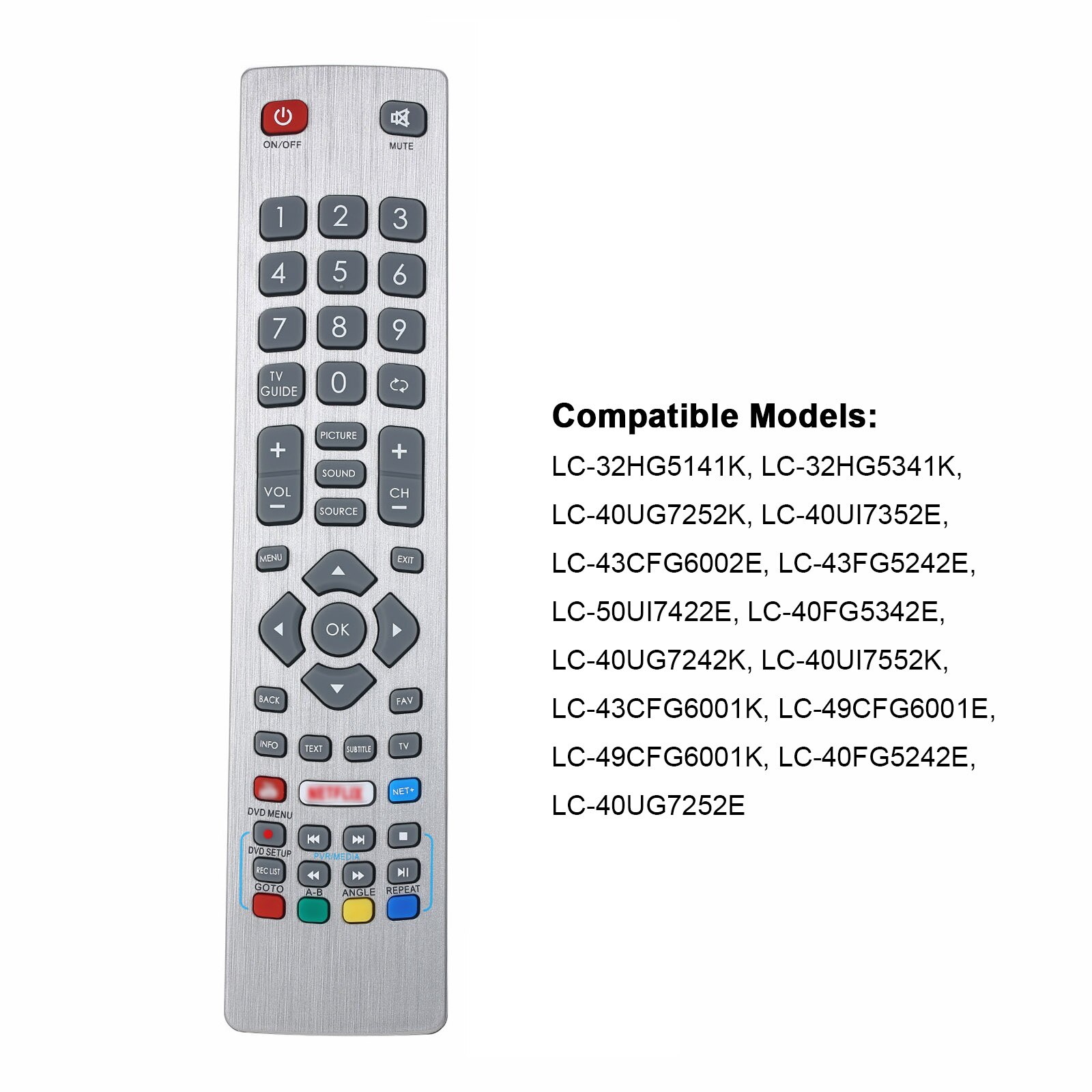 Replacement TV Remote Control for Sharp Aquos Remote Controller Smart Replacement for LC-40FG5342E LC-40UG7242K LC-40UI7552K