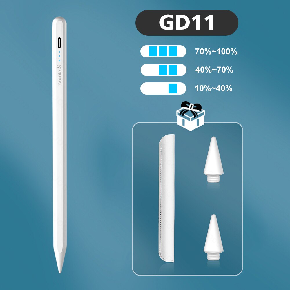 For iPad Pencil with Palm Rejection Tilt, GOOJODOQ 12th Gen Pen for Apple Pencil 2 1 iPad Air 5 2022 - for Apple Pen Stylus: GD11 2tips