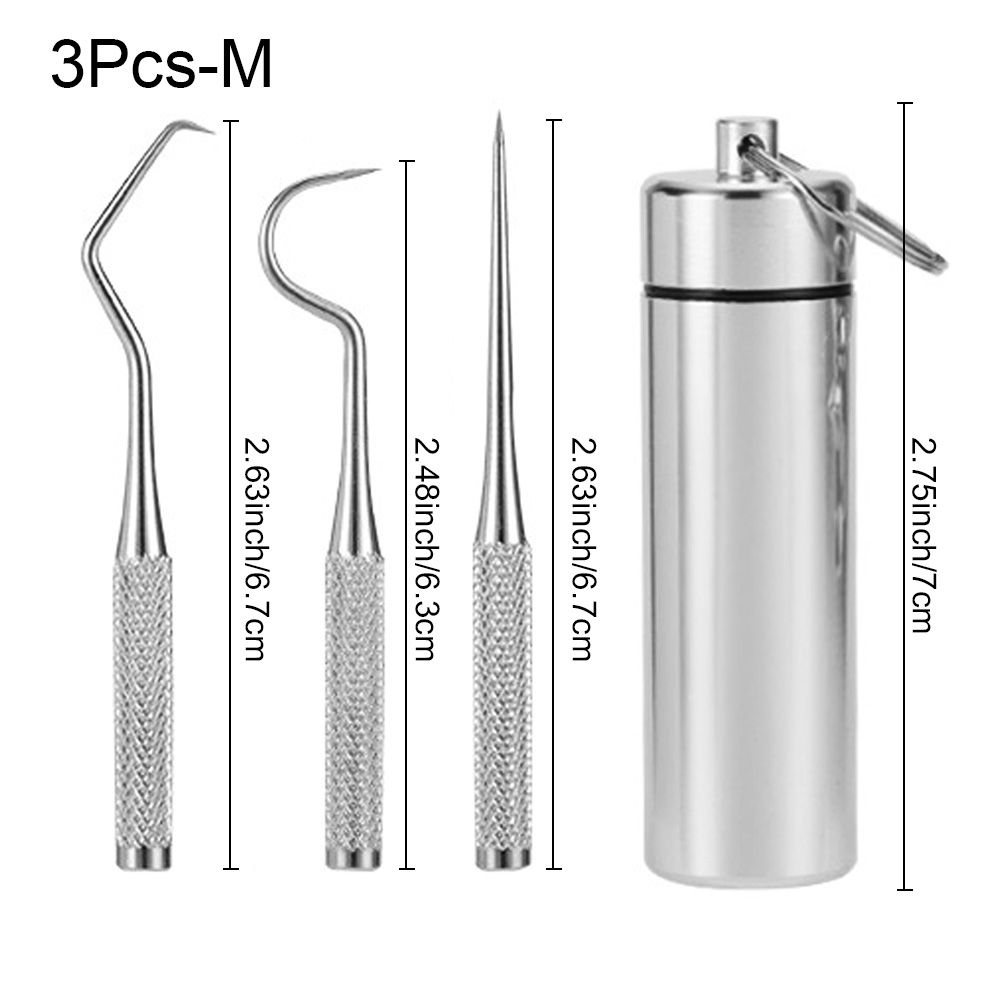 3/5Pcs/Set Portable Stainless Steel Toothpick Bag Set Reusable Toothpicks With Holder For Outdoor Picnics Camping Oral Care Tool: 3Pcs-M