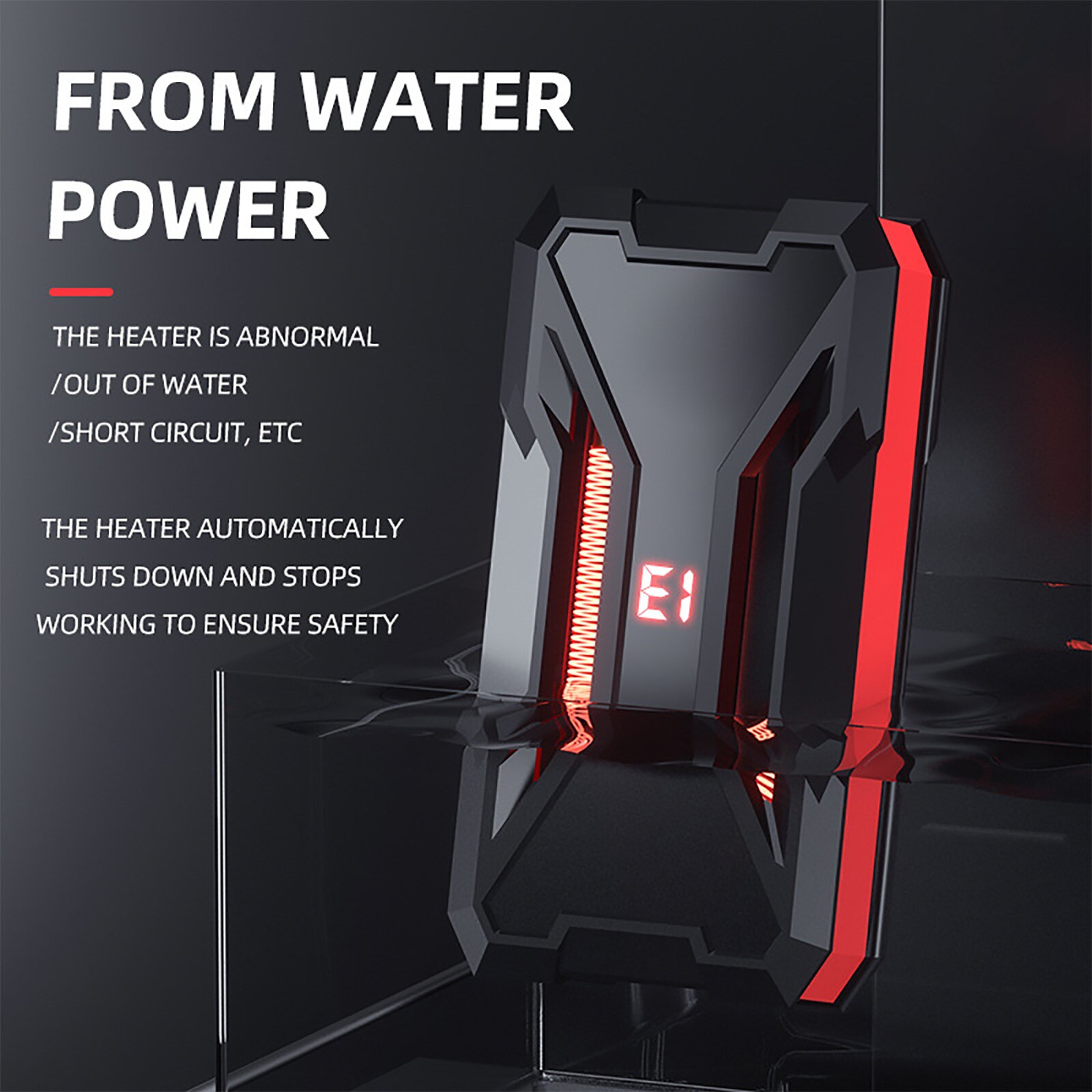 Fish Tank Heating Rod Aquarium Heater ABS Constant Temperature Supplies Pet Black Mini Quartz Glass