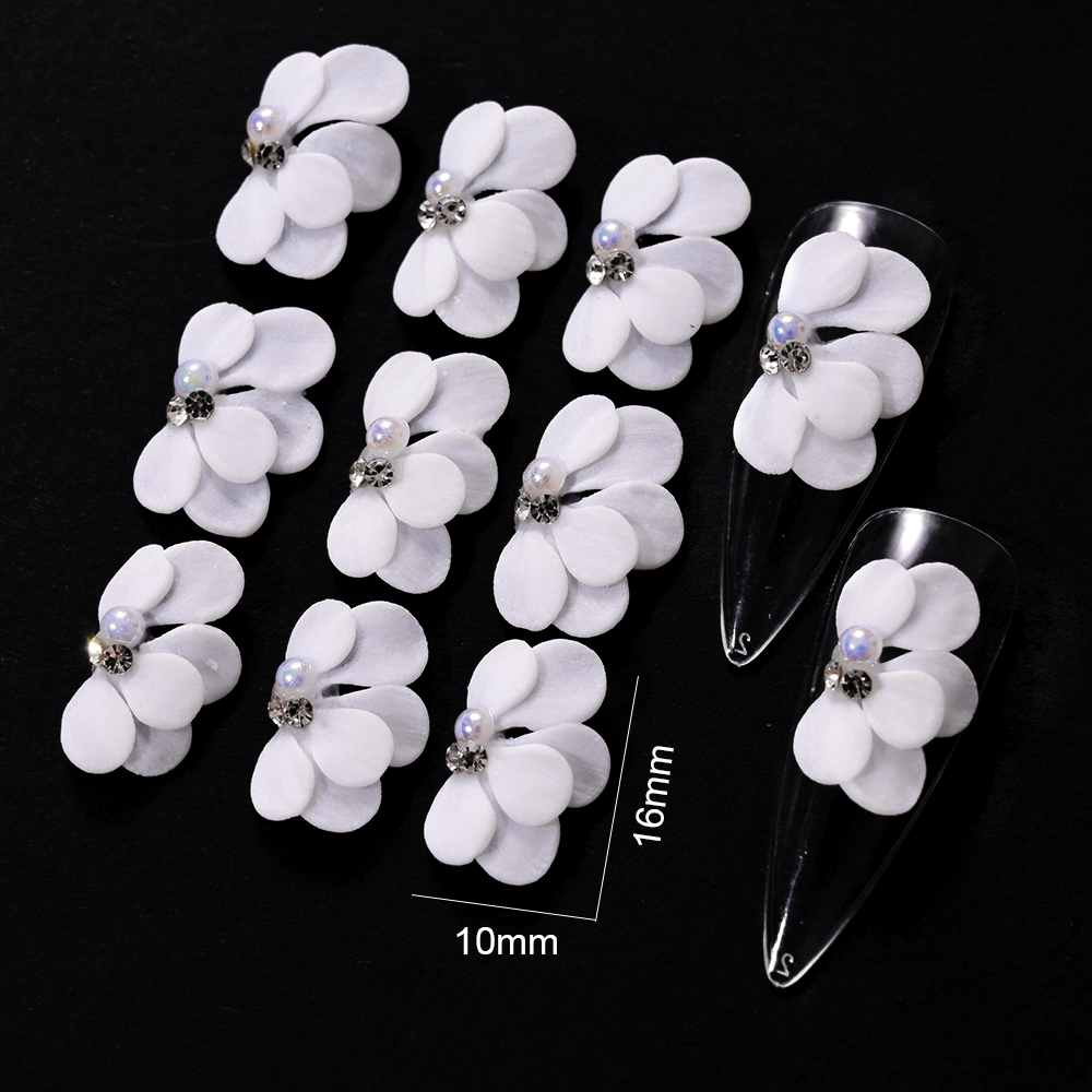 Flores acrílicas 3D para uñas, abalorio para uñas, joyería de perlas pura hecha a mano, accesorios de diamantes de imitación, de flores múltiples, decoración de uñas, 1 ud.: Rojo