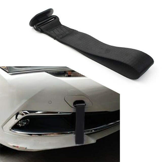 Correa de remolque de coche, gancho de Rally Universal para parachoques trasero/delantero, correa de remolque de carreras, cuerda de remolque decorativa, 1 ud.: Black