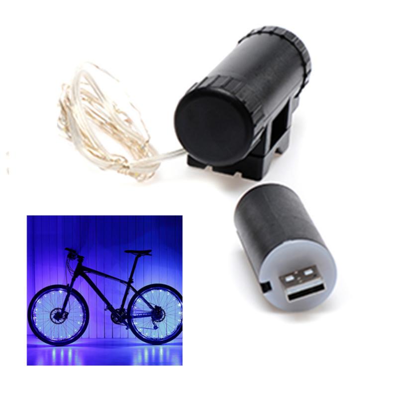 Bike Light LED USB Rechargeable 6 Colors Waterproof Bicycle Wheel Spokes Lights Cycling Rim Wheel Flash Spoke Bicycle Lights: blue  with USB