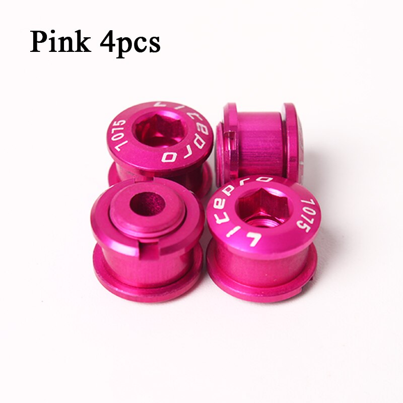 Litepro 4/5Pcs Mtb Kettingblad Bouten Aluminium Single Speed Disc Super Licht Kettingwiel Schroeven Voor Road Mountain fiets Crank: 4PCS-Pink-6.5mm