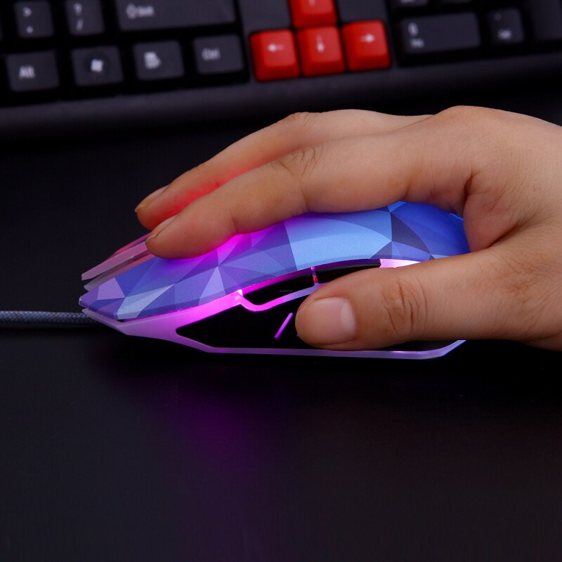 1 Pcs Wired Gaming Mouse Diamond Version Mice 4 DPI Levels Ergonomic 7 Circular Breathing LED Light For Laptop PC Mouse Gamer