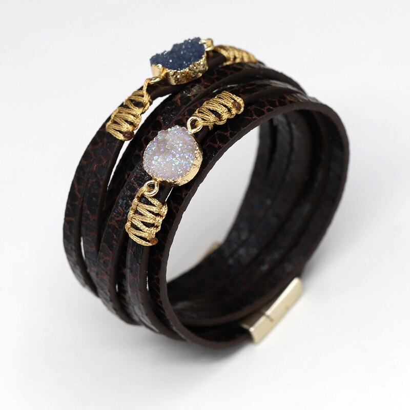 Braccialetti Dei Monili dell'annata per le Donne Degli Uomini in Pelle Marrone Corda Braccialetto catena Regalo Di Natale Femme Accessori: Default Title