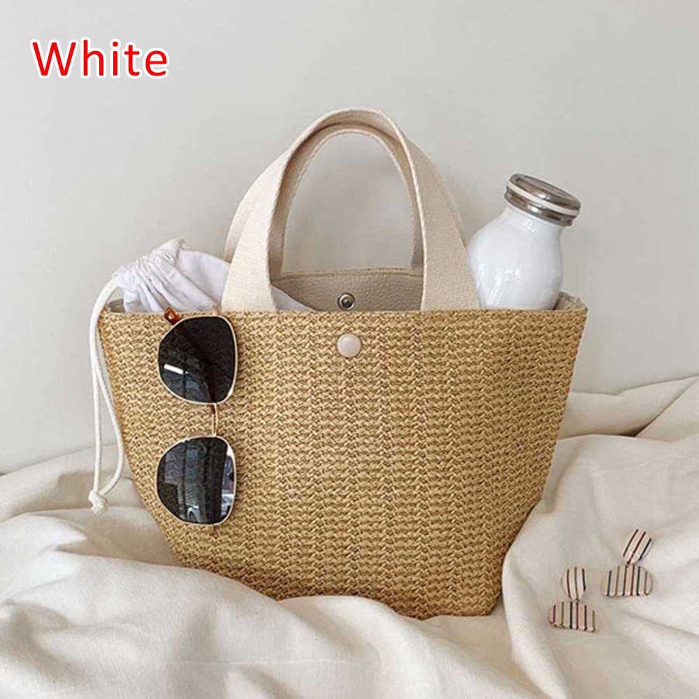 Bolso de paja de gran capacidad para mujer, canasta tejida hecha a mano, bolso de playa bohemio, de de lujo, de lona, para verano,