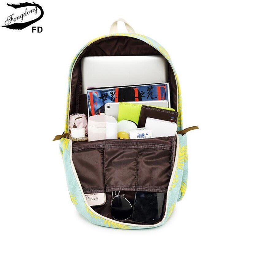 FengDong 3 teile/satz nette ananas druck rucksack kinder schule taschen für mädchen stift bleistift tasche kind mädchen schule rucksack set