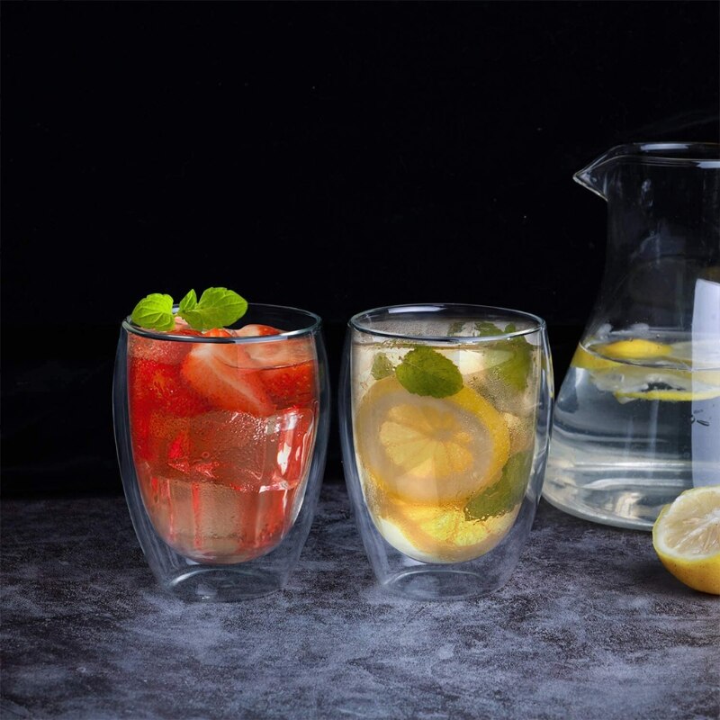 Taza Termo de vidrio resistente al calor de doble pared, taza de agua de té y café aislada, vasos transparentes para beber