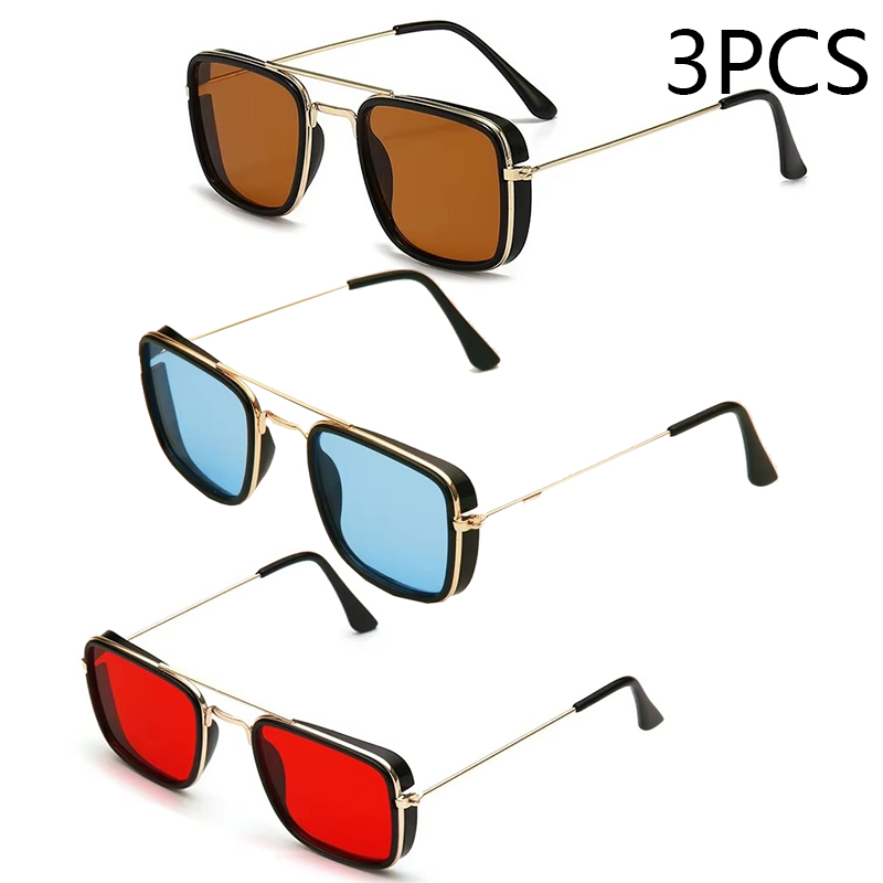 Sunglasses European and American Metal Small Square Frame Korean Version Glasses Retro Square Sunglasses UV Protection: ROSE RED