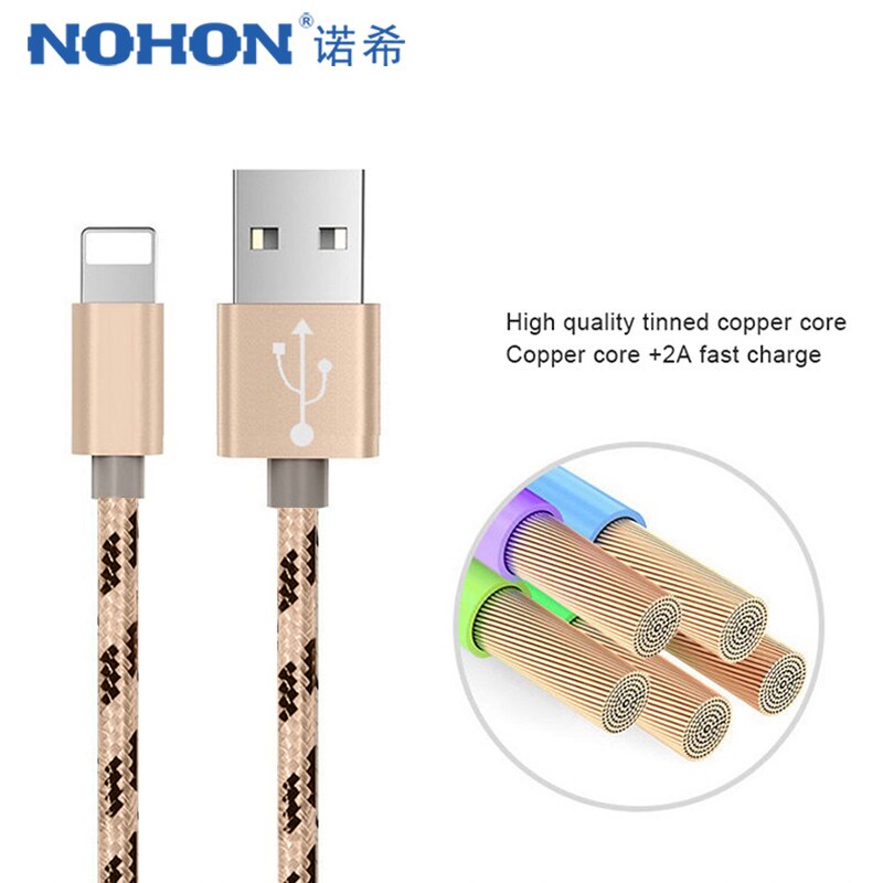 NOHON Nylon USB Lade Datenkabel Für Apple Für iPhone X 7 6 8 6S 5S Plus XS MAX XR Für iPad Mini 8 Pin Schnelle Lade Kabel 2M