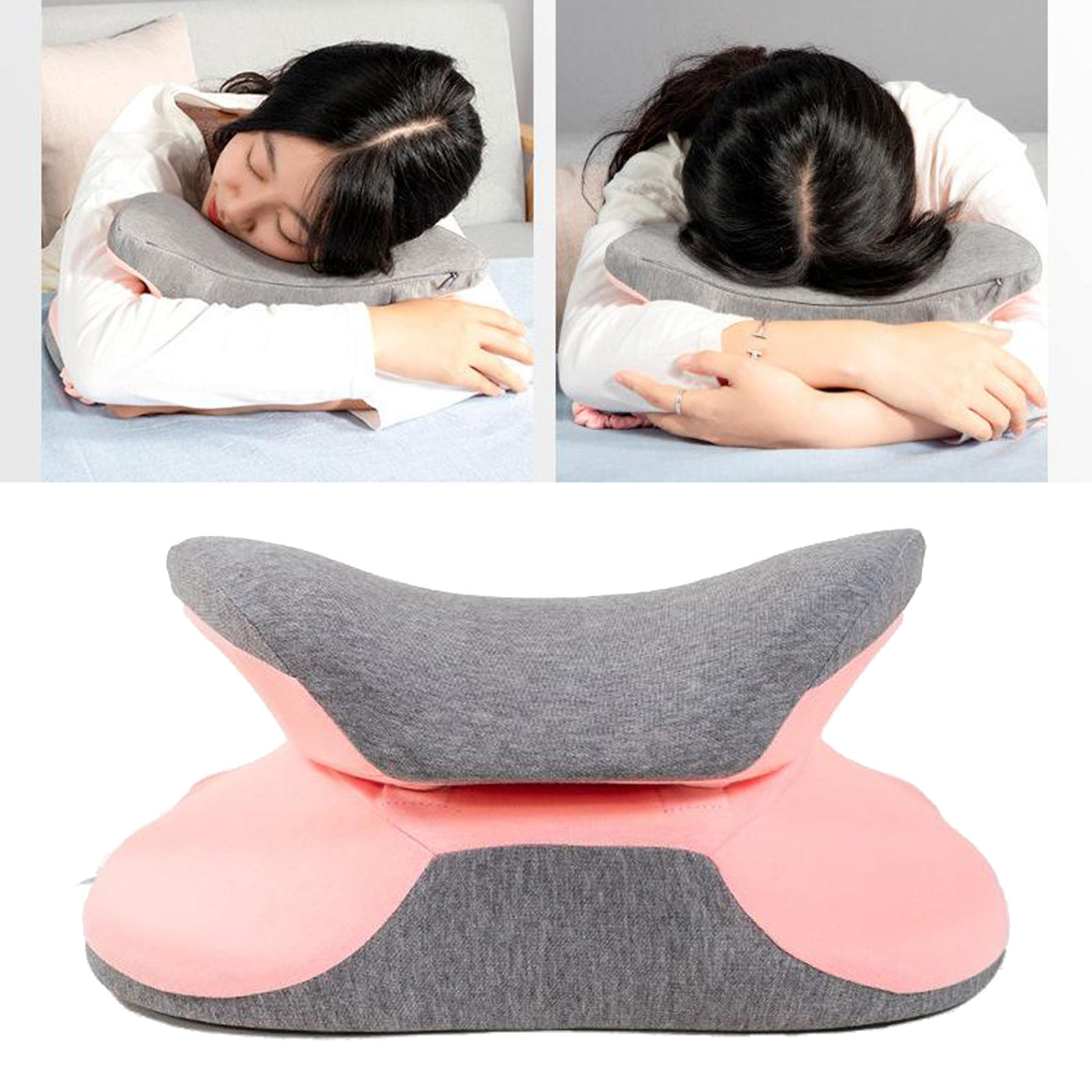 Travel Pillow Memory Foam Neck Pillow Support Pillow Portable Compact &amp; Lightweight Nap Pillow for Office Sleeping Rest Cushion: Pink