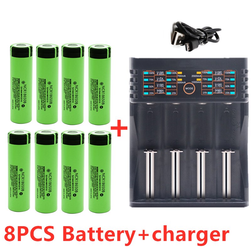 NCR 18650 30A discharge 3.7V 3400mAh 18650 rechargeable battery flashlight lithium battery + USB 18650 charger: Blue