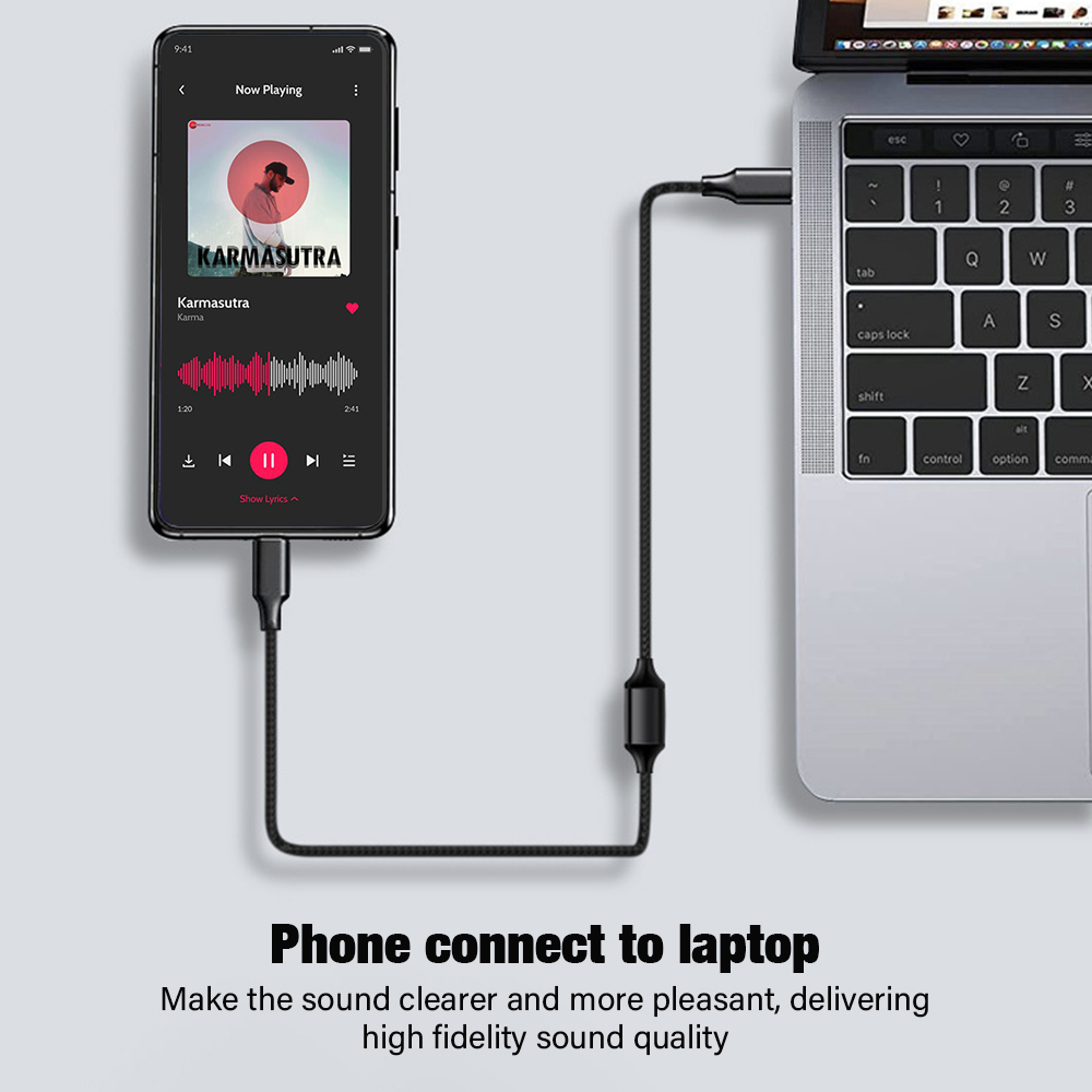 For iPhone 3.5mm To USB C 3.5 L Audio Cable Bidirectional Transcriber Internal Recording Aux Adapter For Laptop Connector Cord